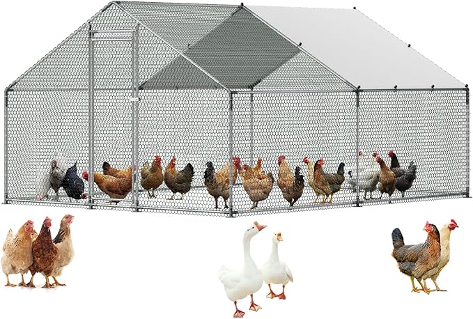 VEVOR Large Metal Chicken Coop, 9.8x13.1x6.5 ft Large Walk in Chicken Runs by VEVOR