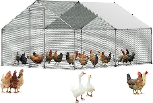 VEVOR Large Metal Chicken Coop, 9.8x13.1x6.5 ft Large Walk in Chicken Runs by VEVOR
