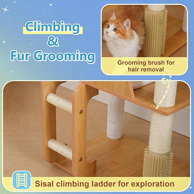 Hey-brother Wooden Cat Tree, 69.7 inch Cats Furniture Tower - Image 7
