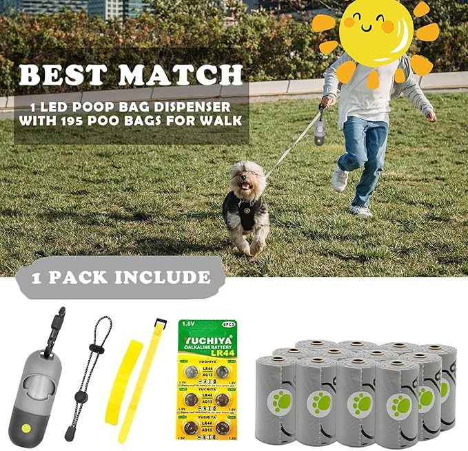 Dog Poop Bags Holder with LED Flashlight|Pet Waste Bags Dispenser - Image 5