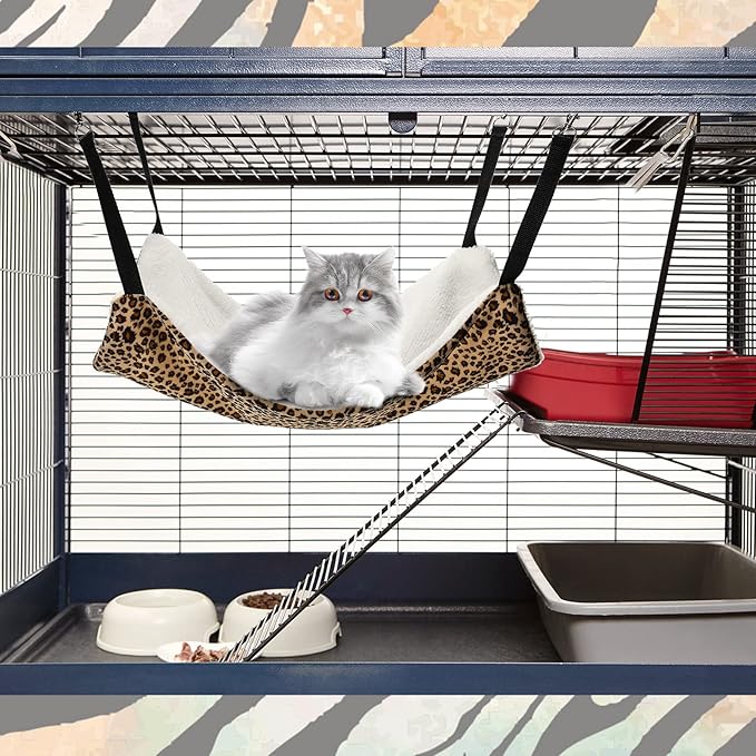 BBTO 3 Pcs Reversible Pet Hammock Soft Plush Cat Hanging Hammock Guinea Pig Bed - Image 4