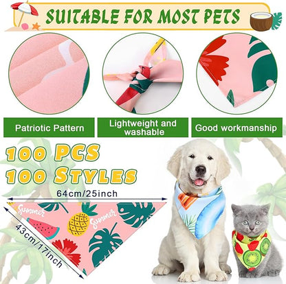 Huhumy 100 Pcs Summer Bandanas for Dogs Colorful Summer Pet Bandanas Bulk - Image 2