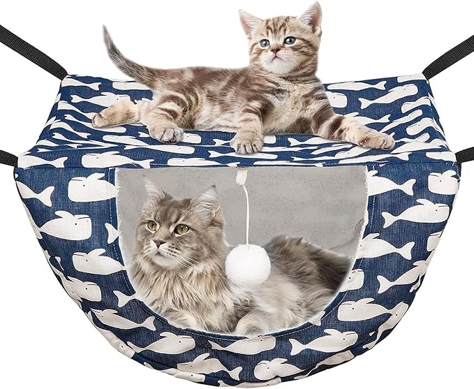 JSPYFITS Cat Cage Hammock with Ball, Double Layer Hanging Adjustable Soft Pet by JSPYFITS