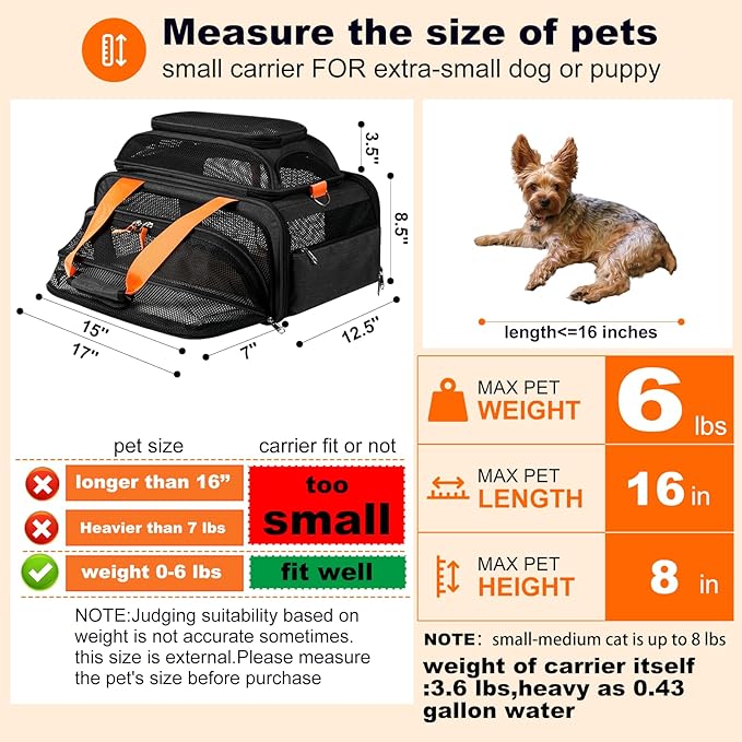 pidipiti 17x12.5x8.5 TSA Approved Expandable pet Carrier - Image 3