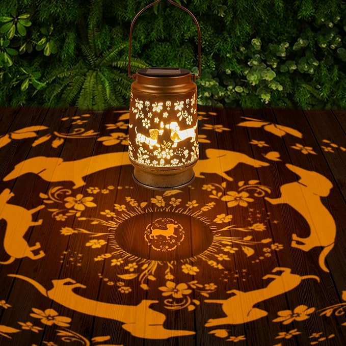 Dachshund Hanging Solar Lanterns Outdoor Waterproof, Garden Decor Solar Lights by Romart