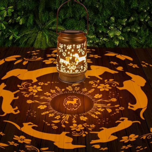 Dachshund Hanging Solar Lanterns Outdoor Waterproof, Garden Decor Solar Lights by Romart