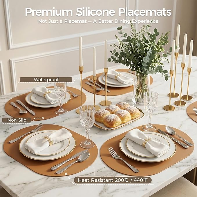 Premium Thick Silicone Placemat，Heat & Oil Resistant, Non-Slip Table Mat - Image 4