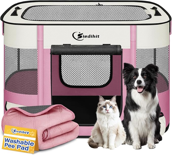 Dog Playpen, Cat Pet Puppy Pen, Portable Playpens by Siedihit