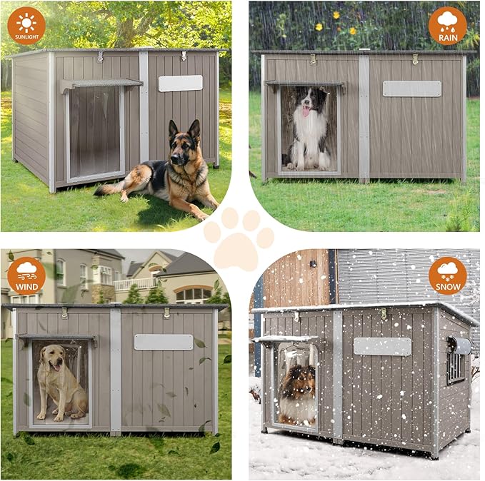 Ketive 55"L Dog House Outdoor Large Breed Extra XL Wooden Dog House - Image 7