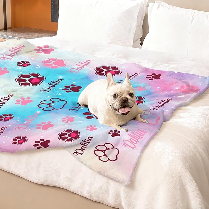 Custom Blanket with Dog Name Personalized Funny Throw Blankets Soft Warm Fleece - Image 2