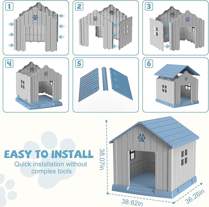 EFU Small Dog House Outdoor Indoor, Waterproof Dog House - Image 6