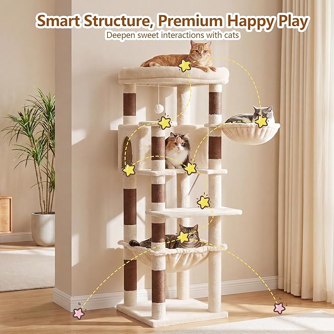 Heybly Cat Tree, 53.1-Inch Corner Stable Cat Tower - Image 9