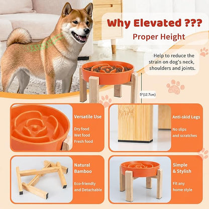 Elevated Slow Feeder Dog Bowl Large Breed, 8.8 Inch Ceramic Slow Eating Bowl - Image 3