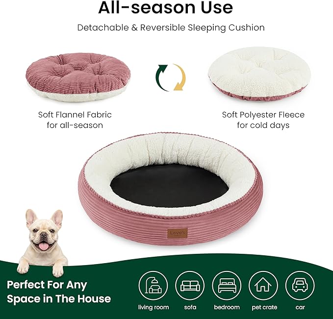 Love's cabin Round Donut Cat and Dog Cushion Bed, 30in Pet Bed - Image 3