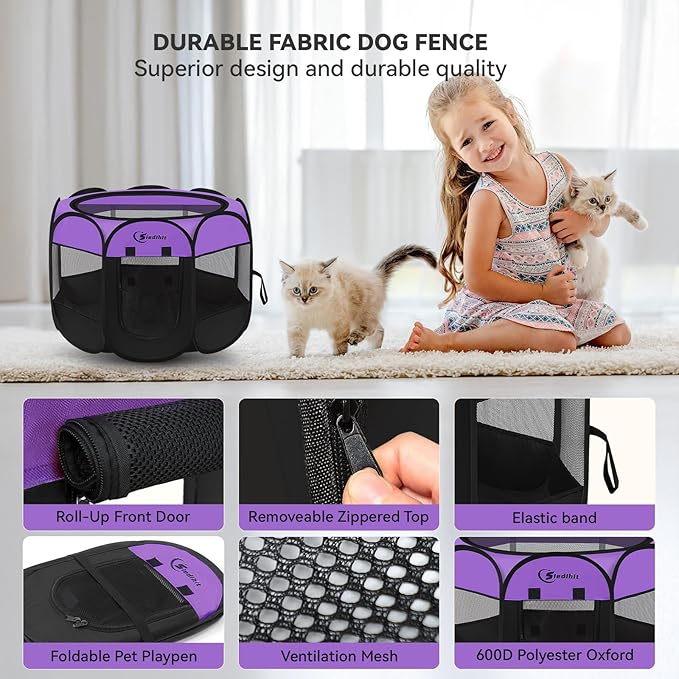 Siedihit Dog Cat Playpen, Puppy Pet Playpen, Small Dogs Tent Crates Cage - Image 4