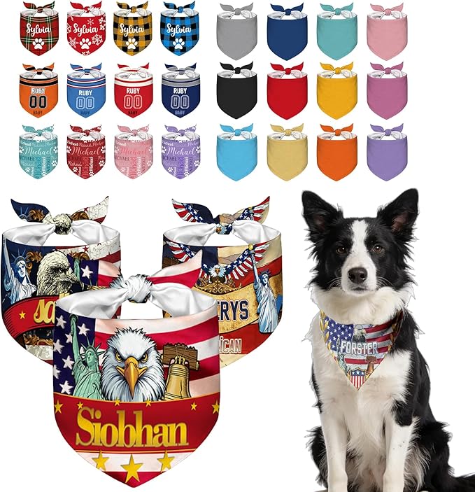 Custom Dog Bandana with Your Own Logo Text Personalized Dog Scarf Triangle Bibs by Roseshore