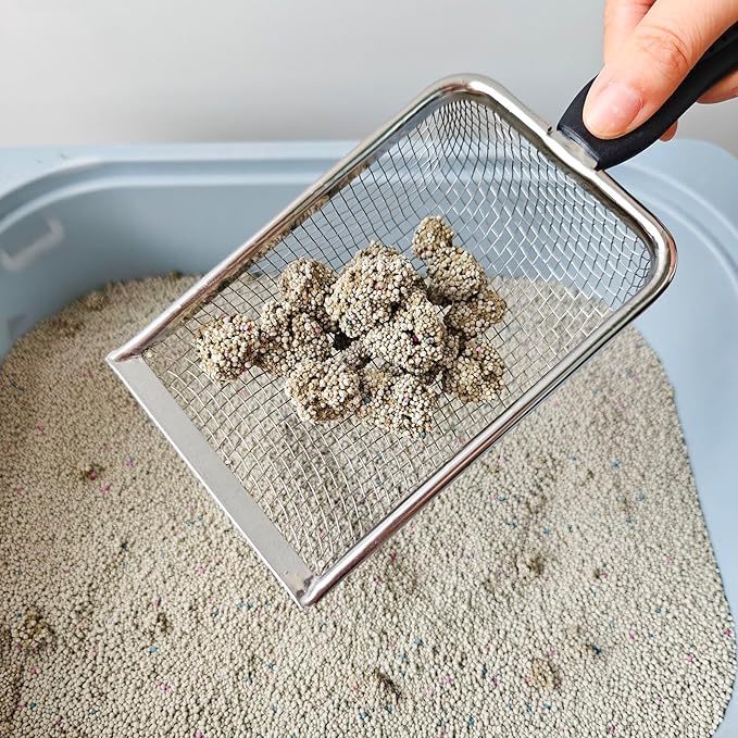 2 Packs Litter Scoop Stainless Steel Mesh Poop Scooper, Metal Litter Box Pooper - Image 4