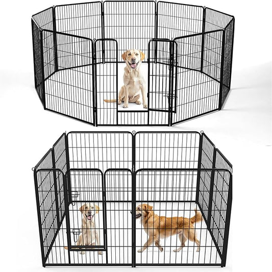 DUMOS Dog Playpen Indoor, Metal 40 Inch 8 Panels Foldable Pet Fence by DumosLifestyle