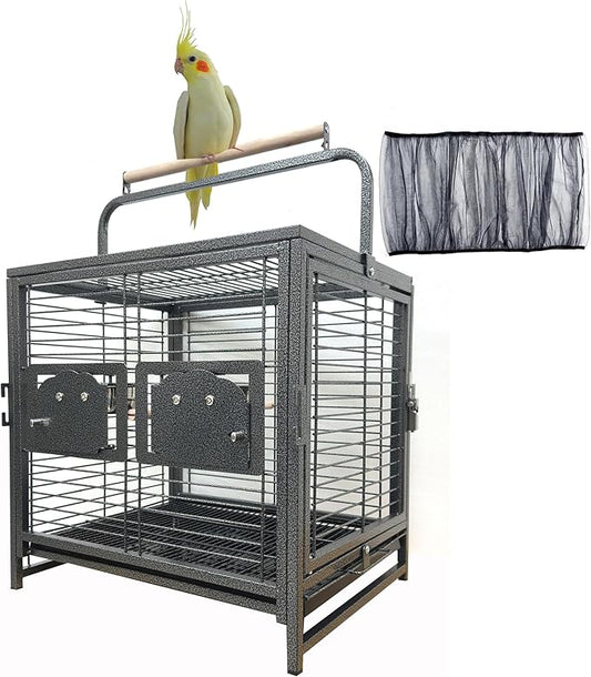 Deluxe Portable Durable Wrought Iron Bite-Proof Bird Travel Parrot Vet Carrier by Mcage