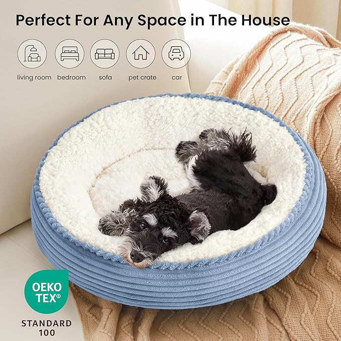 Love's cabin Round Donut Cat and Dog Cushion Bed, 24in Pet Bed - Image 6