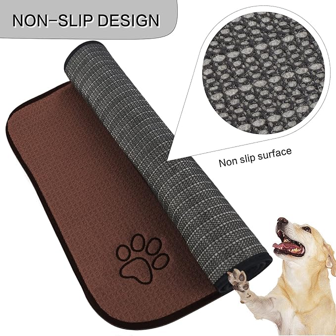 SINLAND Microfiber Pet Bowl Mat Dog Cats Feeding Mats - Image 3