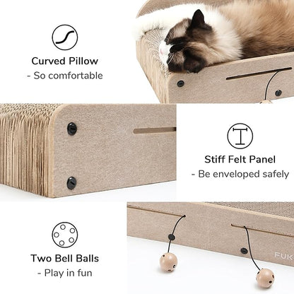 FUKUMARU 26 Inch Cat Scratcher Bed, 2 Reversible Cardboard Cat Scratch Pads - Image 7