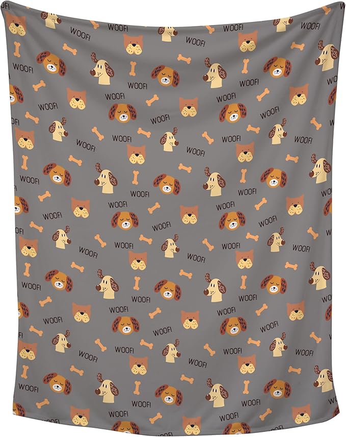 Grey Woof Plush Pet Lightweight Blanket by KarismaDecor