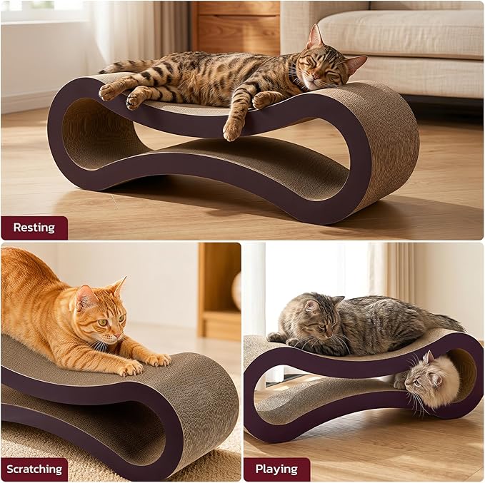 Extra Large Cat Scratcher Cardboard Bed, 100% Recyclable & Reversible Durable - Image 3