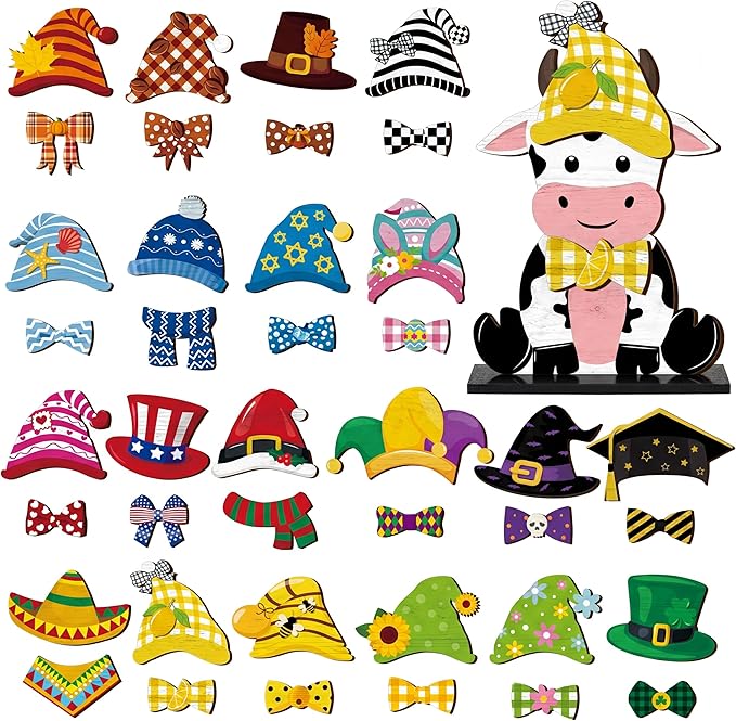 42 Pcs Summer Lemon Interchangeable Cow Figurine Farmhouse Holiday Cow Office by Anglechic