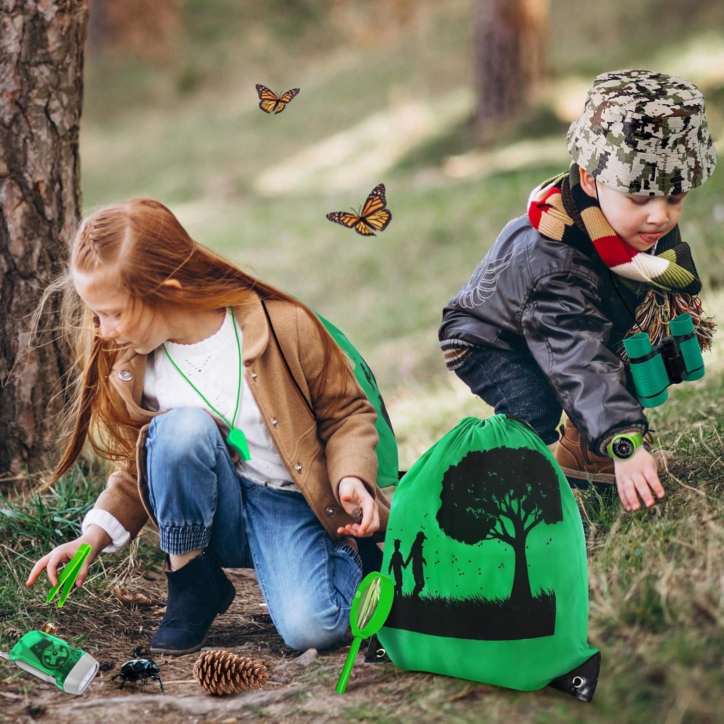 Kids Explorer Kit & Bug Catcher Kit, Camping Gear for Kids, Outdoor Exploration Set with Backpack & Binoculars, Ideal Outdoor Adventure Toys for Boys Girls 3-12