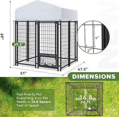 Oranland 4x4x6FT Outdoor Dog Kennel, Heavy Duty Welded Wire Steel Dog Kennel - Image 2