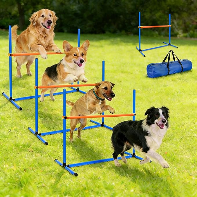 4 PCS Dog Agility Course Equipment, Adjustable Jump Bars Obstacle Training by TinyPoint