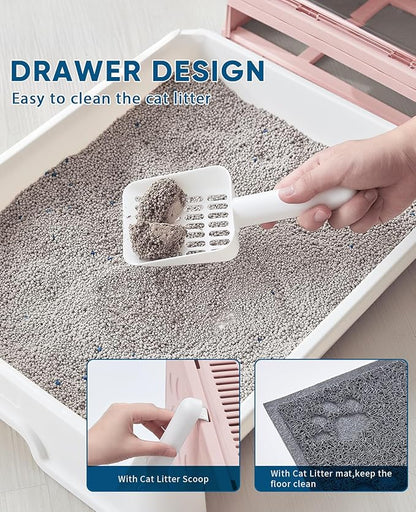 Medario Cat Litter Box with Litter Mat and Scoop, Large Covered Litter Box with - Image 5