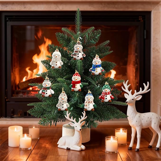 8 Pcs Christmas Snowman Ornaments 2D Acrylic Christmas Hanging Ornaments - Image 3