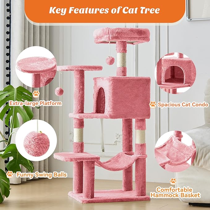 DUMOS Small 44 Inch Cats Tree Tower, Cat Climbing Tower - Image 3