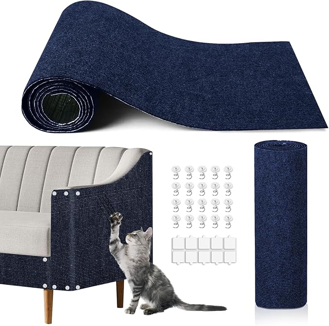 Cat Scratching Mat, 118.5"x15.9" Trimmable Self-Adhesive Cat Scratch Carpet by TEBANTY