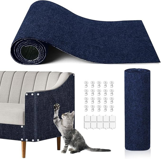 Cat Scratching Mat, 118.5"x15.9" Trimmable Self-Adhesive Cat Scratch Carpet by TEBANTY