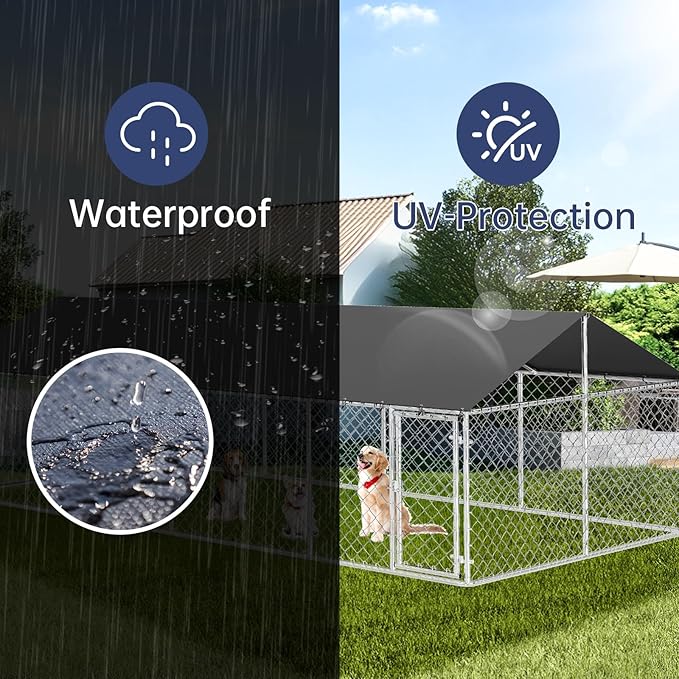 Petony 236"x 118" Outdoor Dog Enclosure Heavy Duty Dog Kennel House Mesh Dog - Image 6