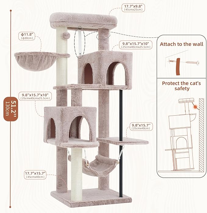 Gitelsnour 51.2'' Cat Tree Tower, Cat Tower - Image 6