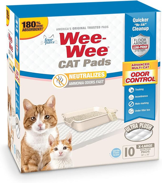 Four Paws Wee-Wee Cat Pee Pads, Disposable Litter Box Mats, Advanced Odor by FourPaws