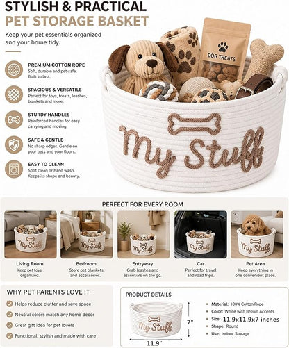 JUPPE Pet Dog Basket with Personalized Name, Dog Toys Storage Organizer Custom - Image 2