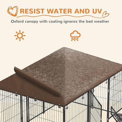 PawHut Outside Dog Kennel, 6.9' x 4.6' x 5' Puppy Play Pen w/Canopy, Secure Lock - Image 4