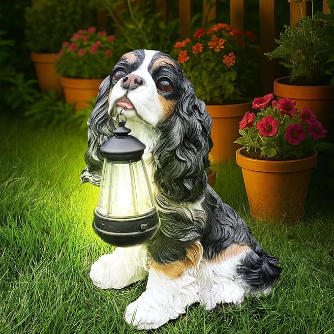 Cavalier King Dog Garden Statue by Sprgarde