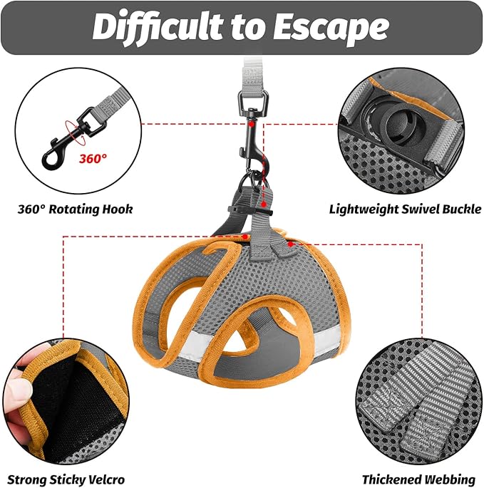 FAYOGOO Cat Harness and Leash Set | Upgrade Step-in Escape Proof Harness | - Image 3
