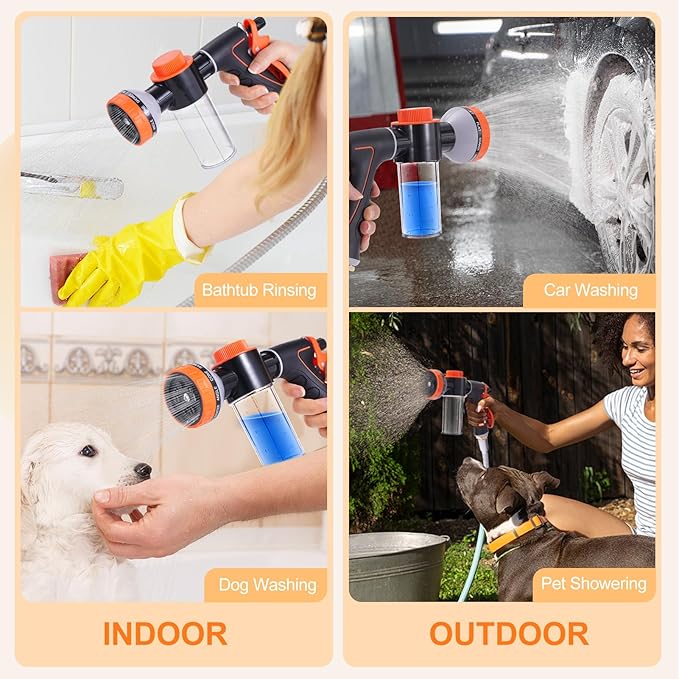 Dog Shower Attachment with Metal 3-Way Shower Diverter & 10inches Shower Hose - Image 6