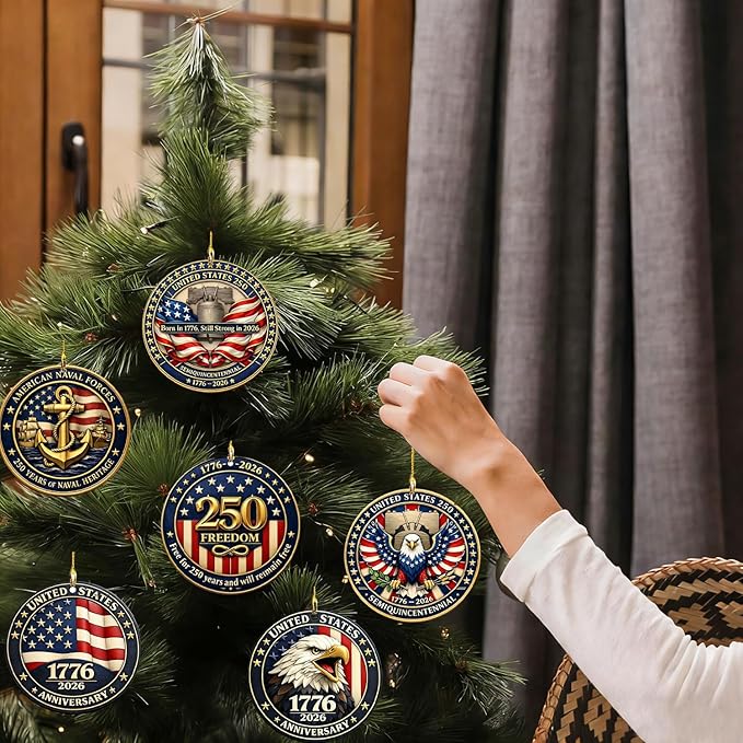 6 Pcs 250 Years Anniversary United States Hanging Ornament Acrylic Round Shaped - Image 4