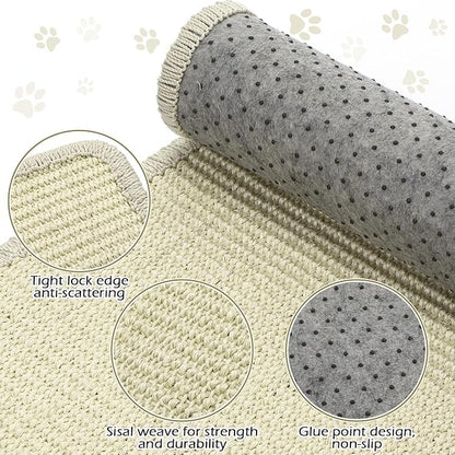 Riakrum Cat Scratch Pad, 2 Pack 32 x 16 Inches Sisal Mat, Natural Fabric Cat Pad - Image 3