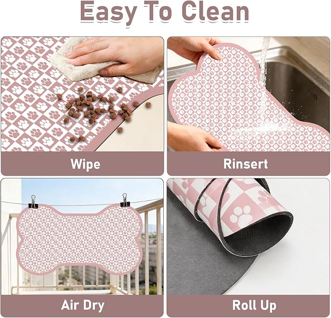 Pet Mats for Food and Water, Non Slip Indoor Quick Dry Cat Bowl Feeding Mats - Image 6