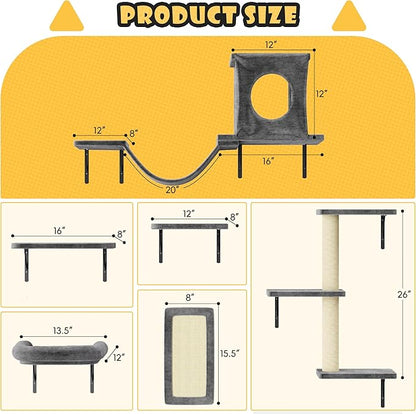12-in-1 Cat Wall Shelves, Wall Mounted Cat Climber - Image 8