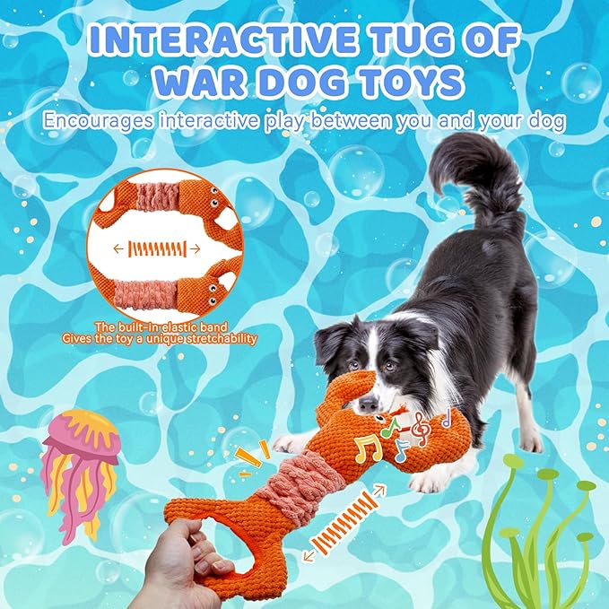 YZHDUXIU Tug of War Dog Toy, Squeaky Dog Toys Interactive Lobster Puppy Toys - Image 5
